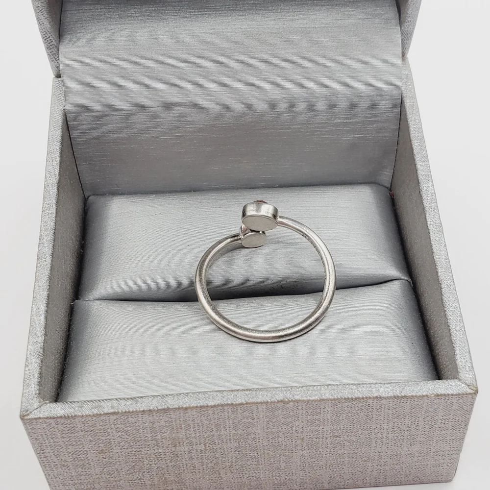 Round Topaz Simulant 925 Sterling Silver November Birthstone Open Ring